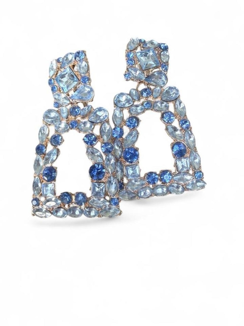 Blue Crystal Statement Drop Earrings - Women Jewelry